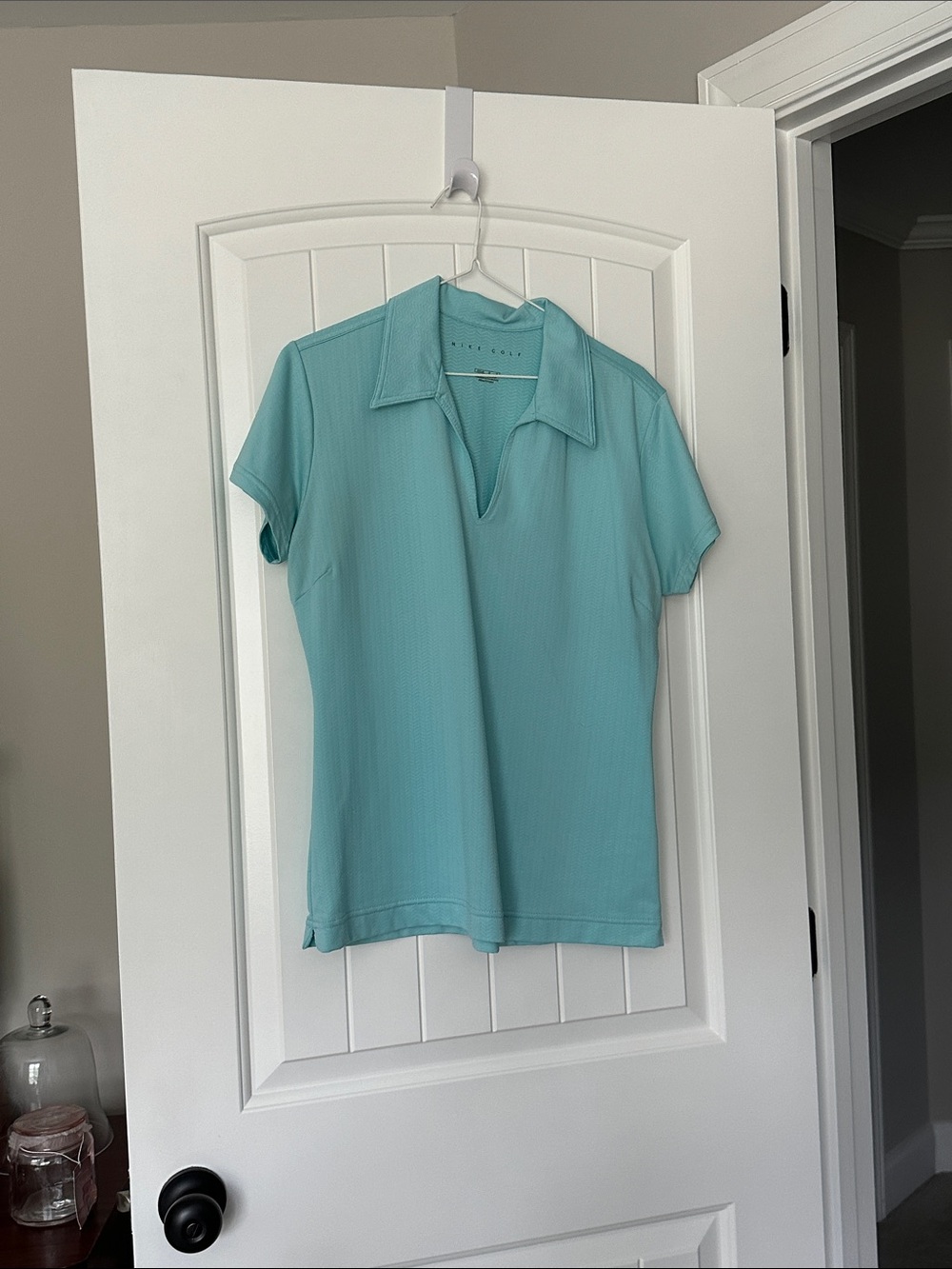 Nike Women's Short-Sleeve Polo in Aqua Blue
